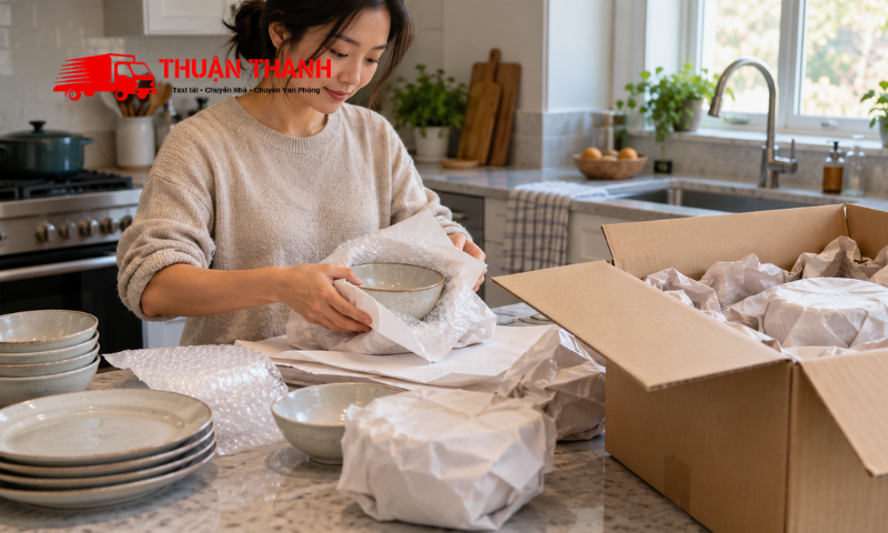 Cách đóng gói bát đĩa, ly cốc để hạn chế vỡ