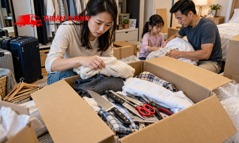 Vật dụng không nên đóng chung một thùng khi chuyển nhà
